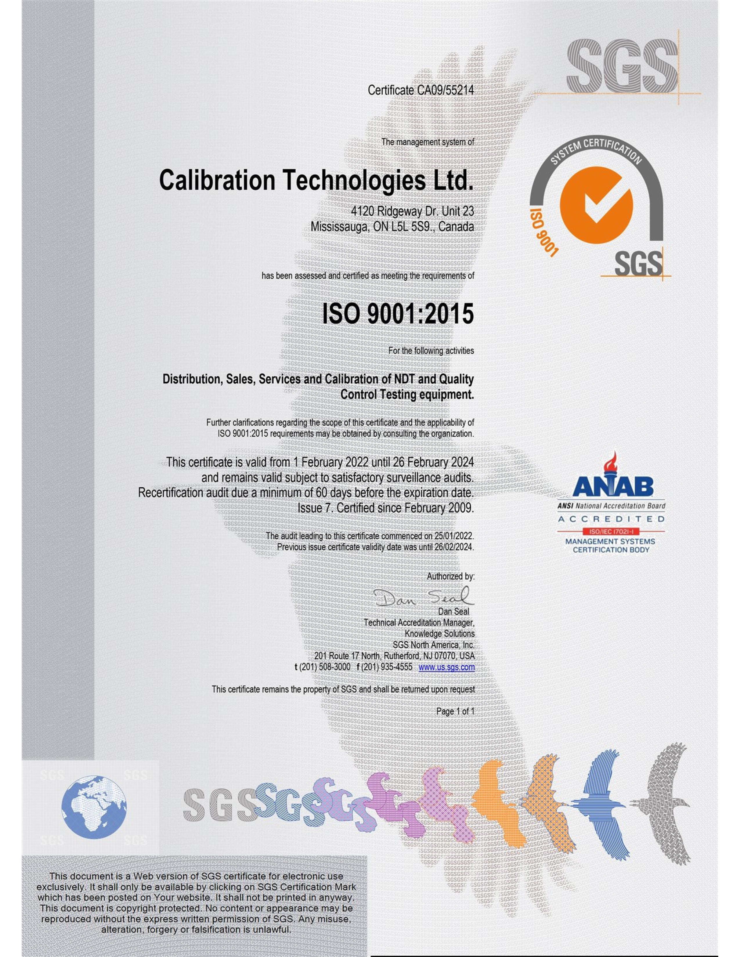 Calibration Technologies Ltd. ISO Certification